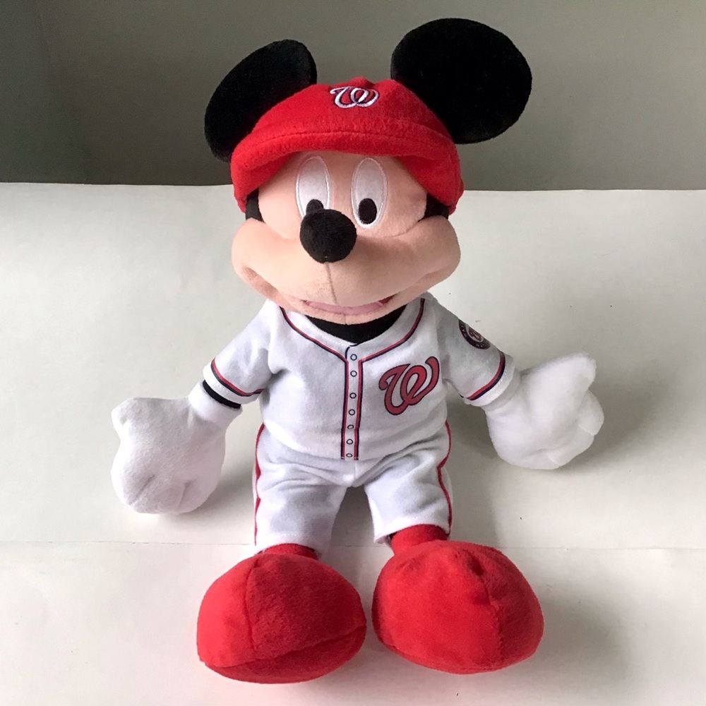 Disney Mickey Mouse 17” Plush Wearing Washington Nationals Baseball MLB Uniform